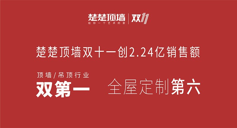 熊猫体育·(中国)官方网站双十一创2.32亿销售纪录，顶墙、吊顶双第一！全屋定制第六！